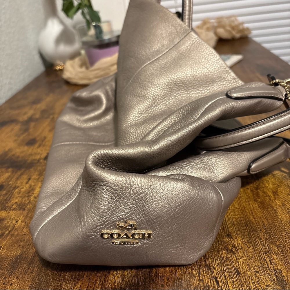 Coach Silver Shoulder Bag with Slouchy Design